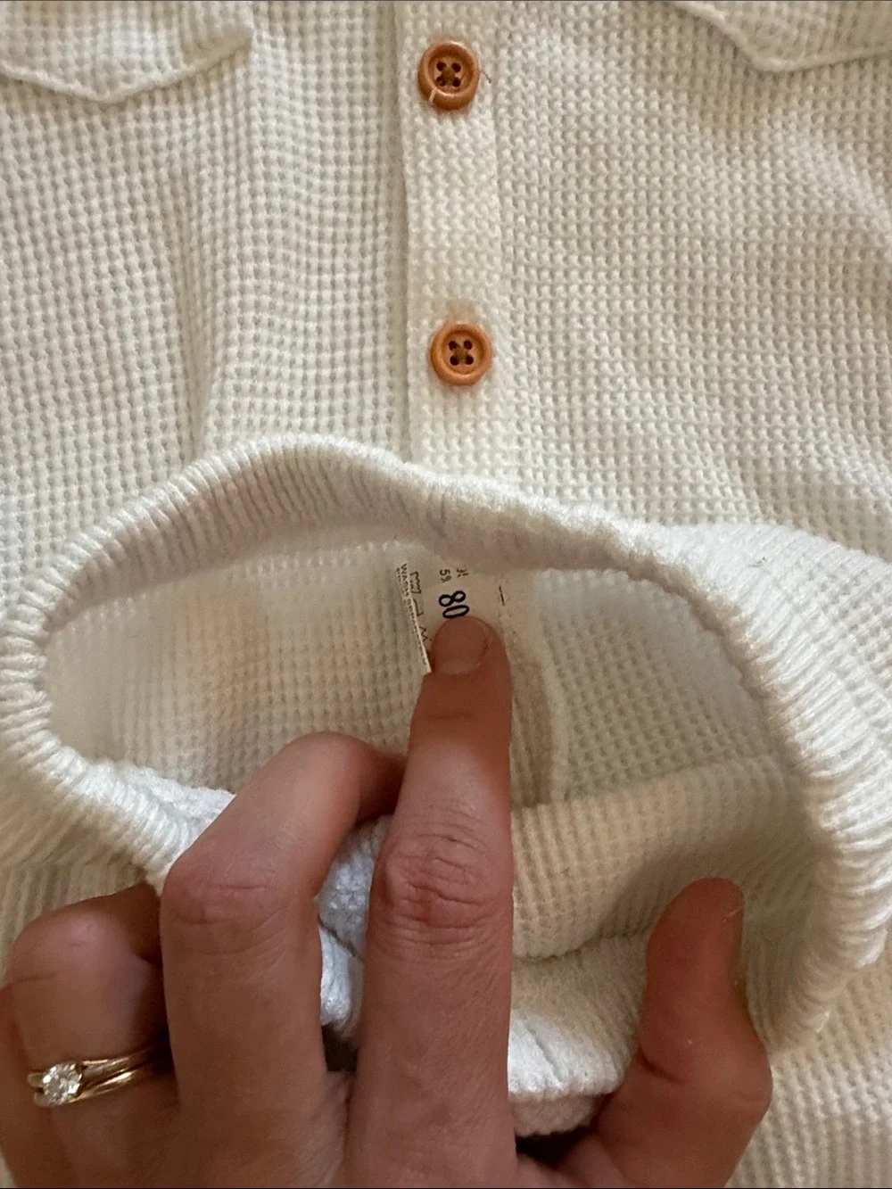 Kids Hooded Waffle Knit Onesie & Joggers Set - Cream - unknown size! I think 3-6